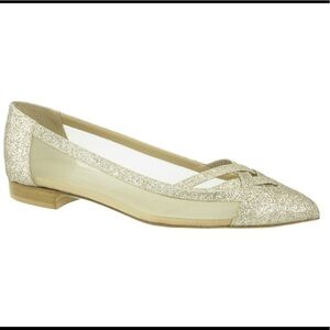 Ron White Isha Glitter Metallic Smoking Slipper Flat Pointed Toe Size 6 (36.5)